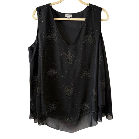 Avenue Black Sleeveless Gold Sparkle Layered Blouse – Size 18/20 2X - Picture 1 of 5